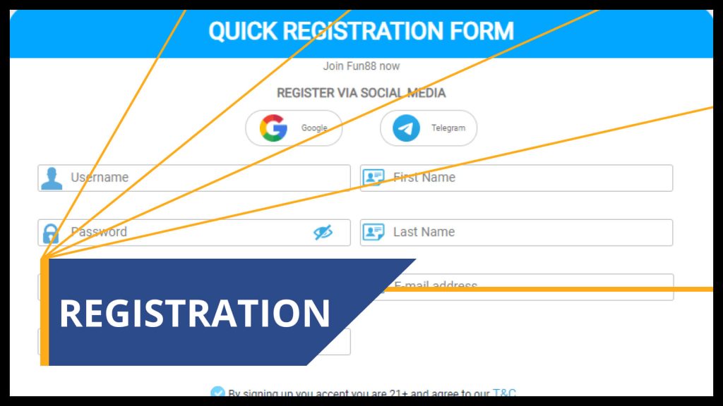 Fun88 Registration process 
