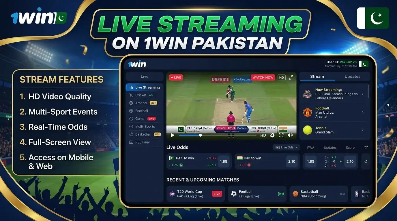 Live Streaming Features on 1Win Pakistan