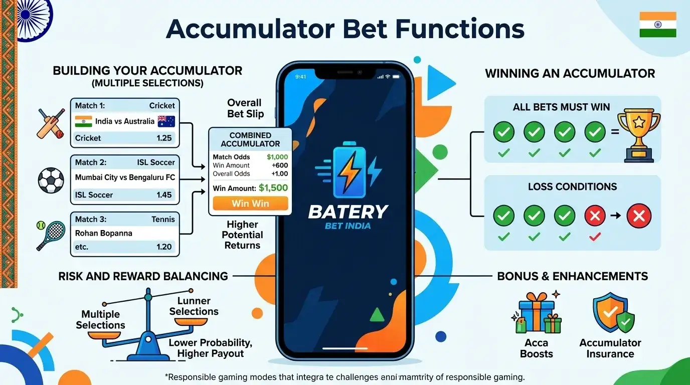 Accumulator Bet Functions in Batery Bet App India