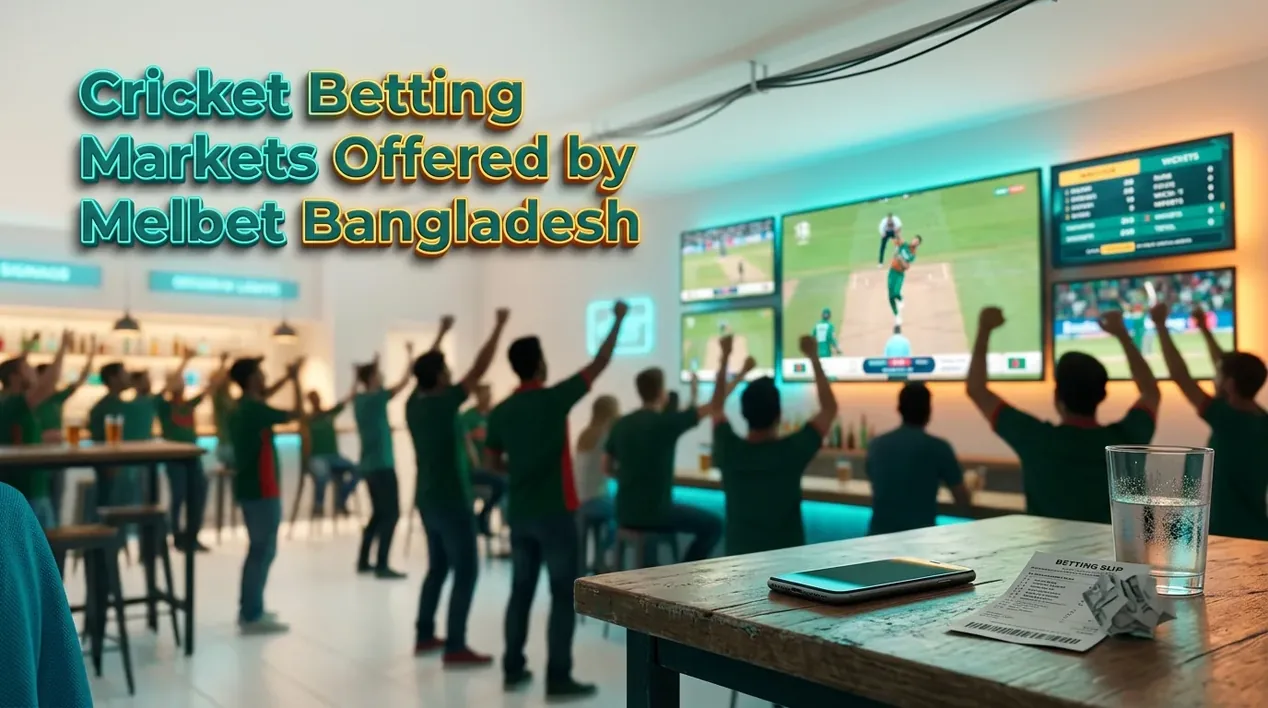 Cricket match with scoreboard for betting markets